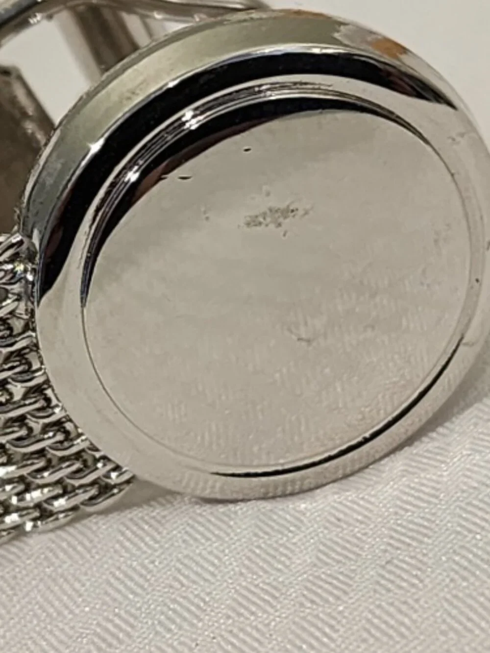 Vintage Silver-Toned Mesh Wrap-Around Cufflinks & Tie Clip Set